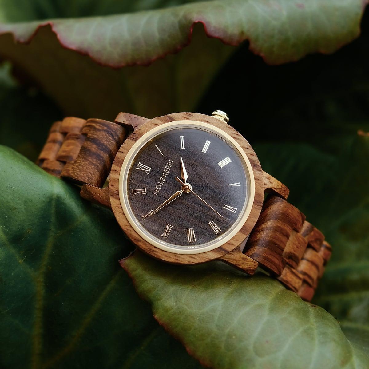 HOLZKERN | Erde Elemente Damen Holzarmbanduhr 32mm